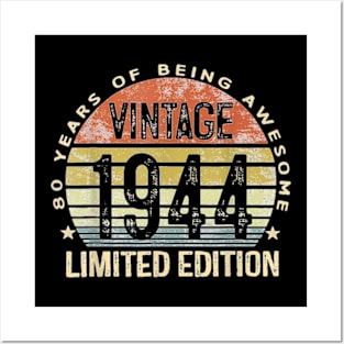 80 Year Old Gifts Vintage 1944 Limited Edition 80th Birthday T-Shirt Posters and Art